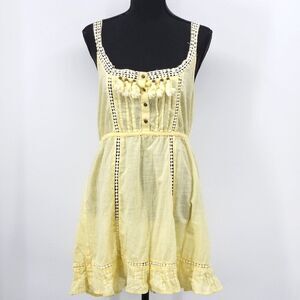 Zingara Swimwear Cover-up Dress Crochet & Tassel Women's Size 2 Yellow Cotton